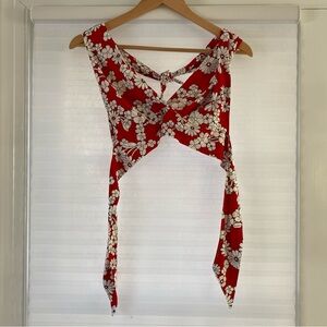 Elegant Floral Red Bikini Top